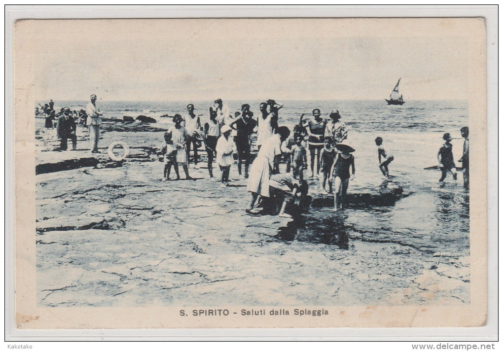 S.SPIRITO - SALUTI DALLA SPIAGGIA , Italy , Old Postcard / Cartolina , Travelled 1931. - Altri & Non Classificati