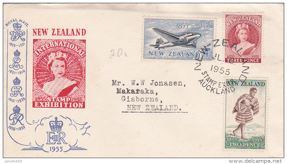 New Zealand 1955 Stamp Centennial Illustrated FDC - FDC