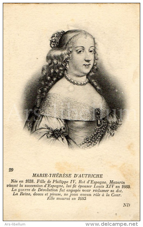 Postcard / CP / Postkaart / Ed. Lévy Et Neurdein Réunis / Paris / Marie-Thérèse D'Autriche (1638-1683) / Reine De France - Personnages Historiques