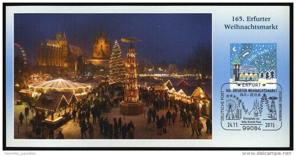 72263) BRD - Michel 3183 - SoST-Karte - 99084 ERFURT Vom 24.11.2015 - 165. Weihnachtsmarkt, Kirche Auflage 2.000! - Maschinenstempel (EMA)