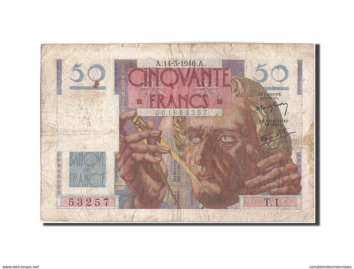 Billet, France, 50 Francs, 50 F 1946-1951 ''Le Verrier'', 1946, 1946-03-14, TB - 50 F 1946-1951 ''Le Verrier''