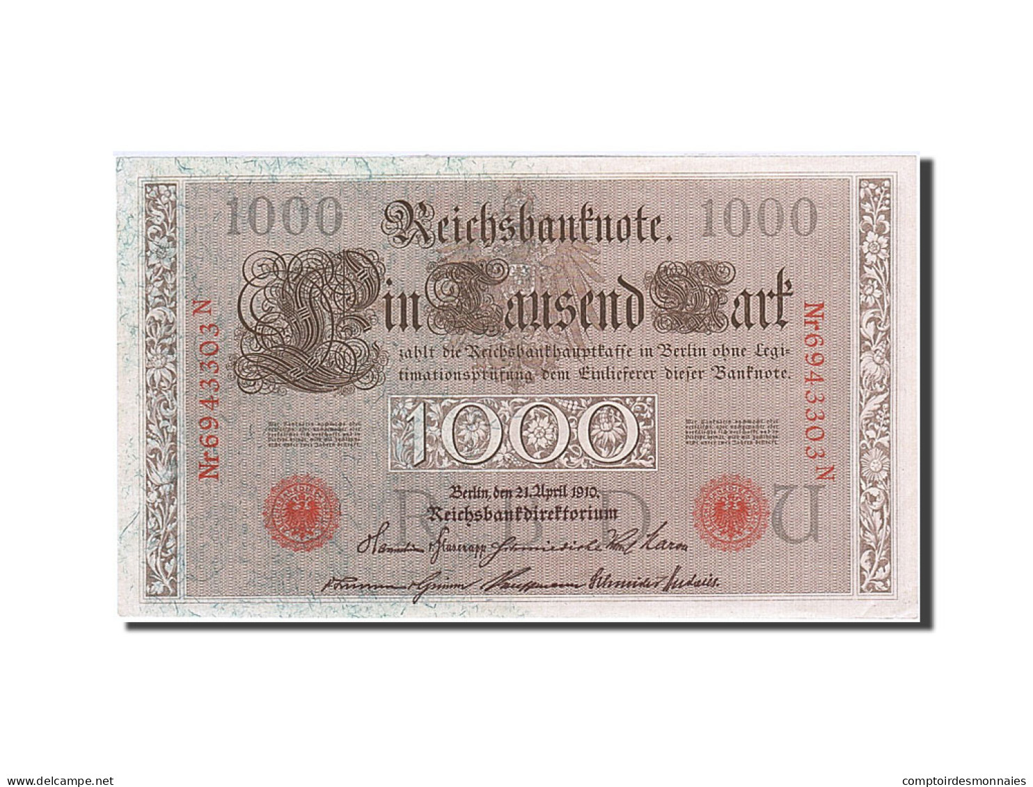 Billet, Allemagne, 1000 Mark, 1910, 1910-04-21, KM:44b, SPL - 1.000 Mark