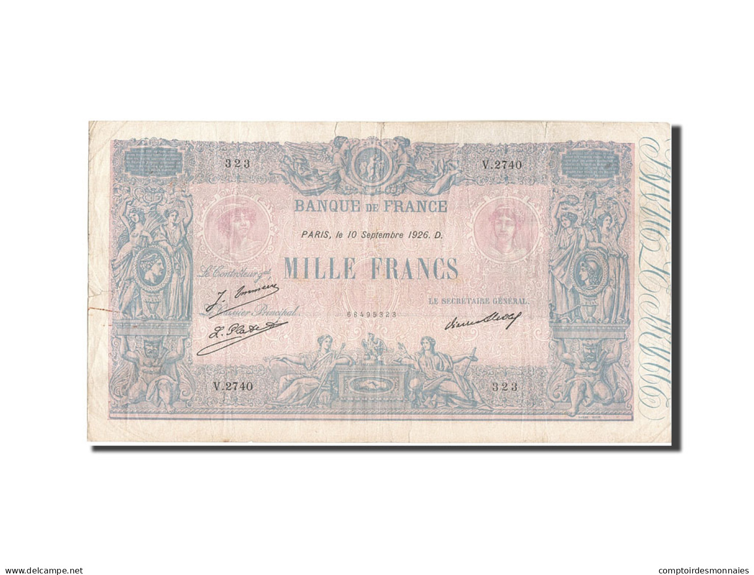 Billet, France, 1000 Francs, 1 000 F 1889-1926 ''Bleu Et Rose'', 1926 - 1 000 F 1889-1926 ''Bleu Et Rose''