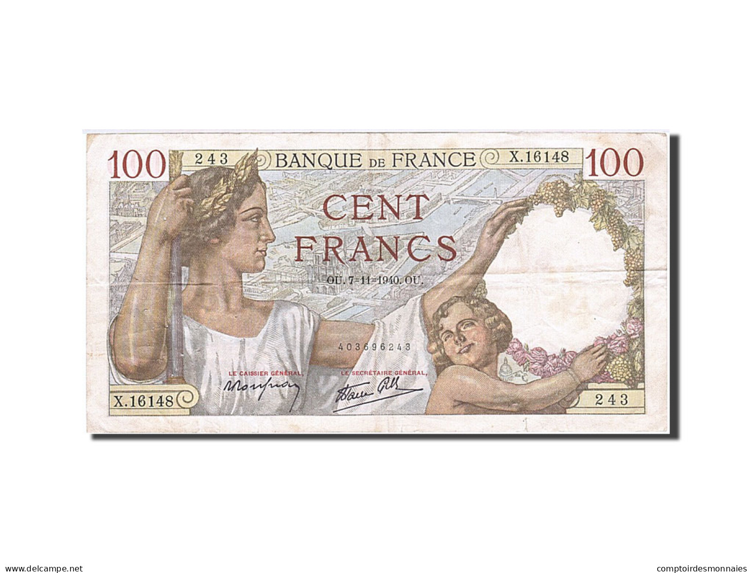 Billet, France, 100 Francs, 1939, 1940-11-07, TTB, Fayette:26.37, KM:94 - 100 F 1939-1942 ''Sully''