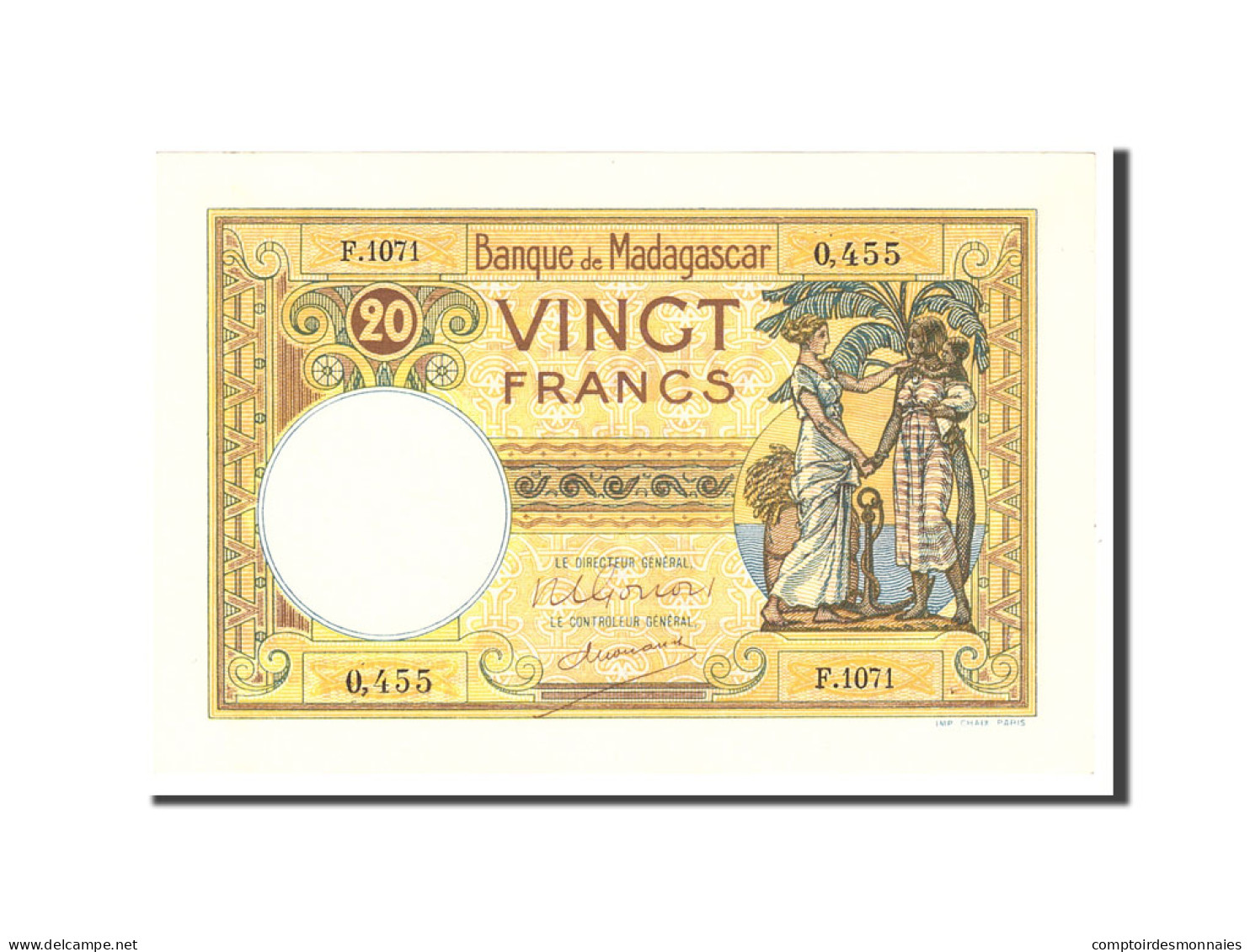 Billet, Madagascar, 20 Francs, 1937, Undated, KM:37, SPL - Madagaskar