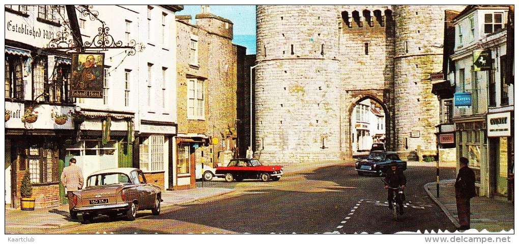 Canterbury: HILLMAN MINX IV, TRIUMPH HERALD, FORD  100E - The Falstaff Inn , Westgate & Shopfronts - Toerisme