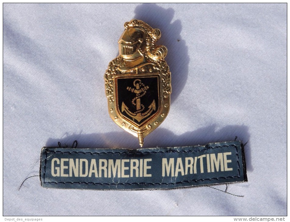 ANCIEN INSIGNE GENDARMERIE MARITIME + PATCH VELCRO - Police & Gendarmerie