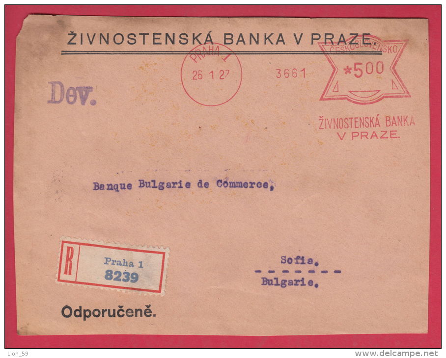 199832 / 1927 ZIVNOSTENSKA BANKA V PRAZE - BANQUE BULGARE DE COMMERCE SOFIA , Machine Stamps (ATM) Czechoslovakia - Omslagen