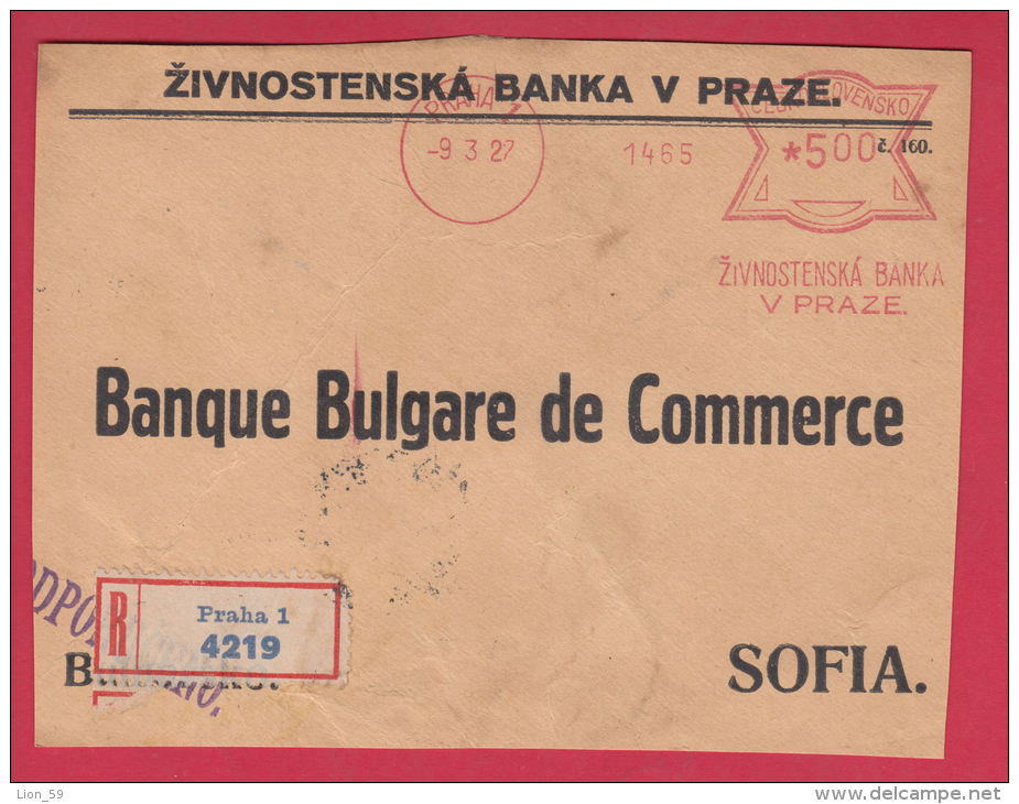 199833 / 1927 ZIVNOSTENSKA BANKA V PRAZE - BANQUE BULGARE DE COMMERCE SOFIA , Machine Stamps (ATM) Czechoslovakia - Omslagen