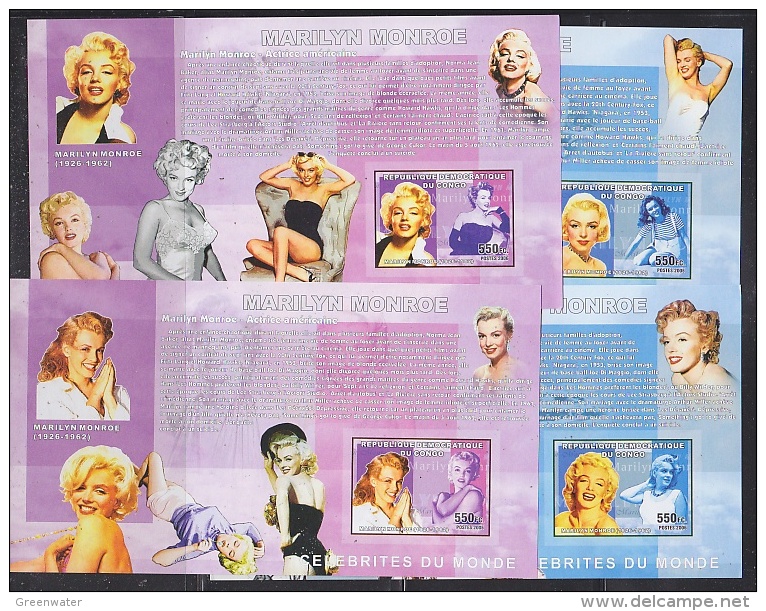 Congo 2006 Marylin Monroe 4 M/s IMPERFORATED ** Mnh (f4937) - Neufs