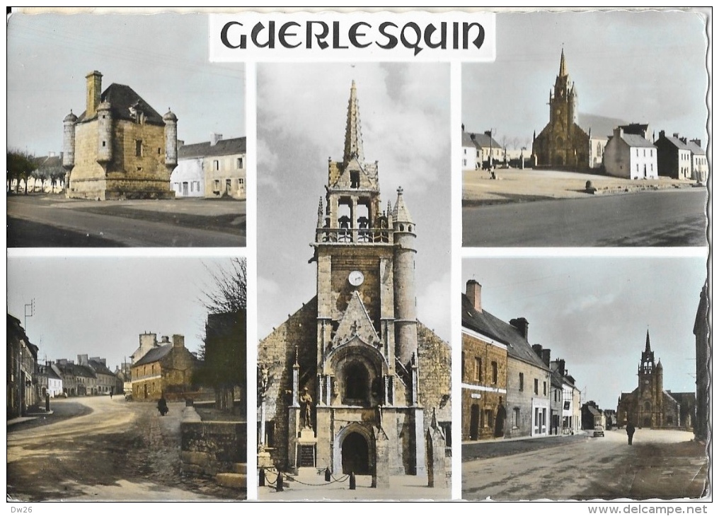 Guerlesquin (Finistère) - Multivues: Rue Principale, Eglise, Ancien Auditoire... - Carte JOS Colorisée - Guerlesquin