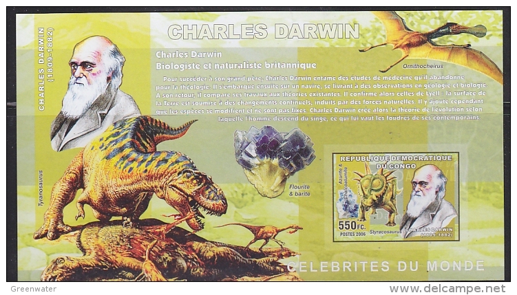 Congo 2006 Charles Darwin M/s IMPERFORATED ** Mnh (F4945) - Mint/hinged