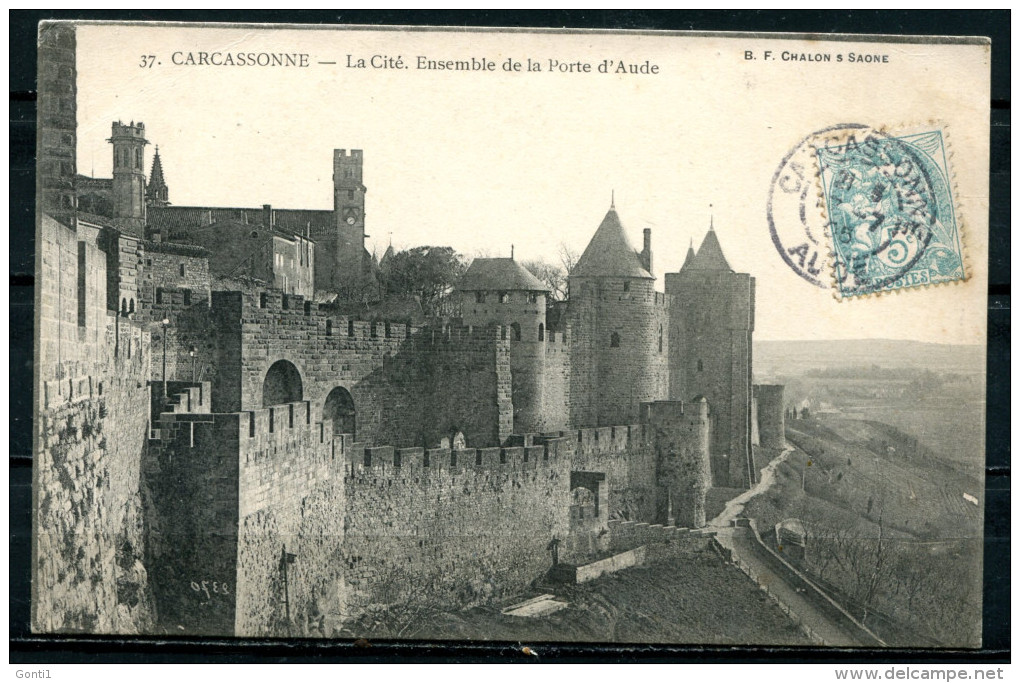 CPSM S/w AK Frankreich,France Carcassonne 1905"La Cite,Ensemble De La Porte D'Aude " 1 AK Used,bef. - Carcassonne