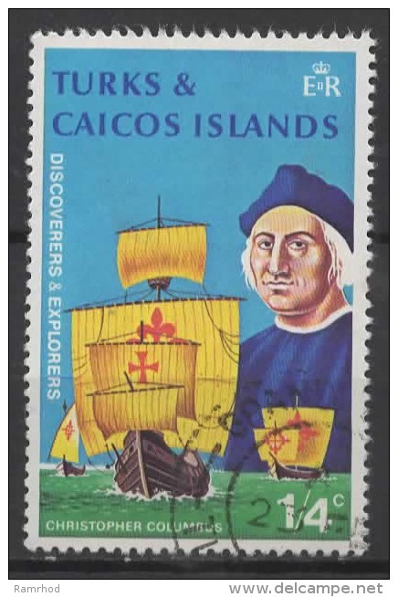 TURKS & CAICOS IS 1972 Discoverers And Explorers - 1/4c  Christopher Columbus  FU - Turks & Caicos (I. Turques Et Caïques)