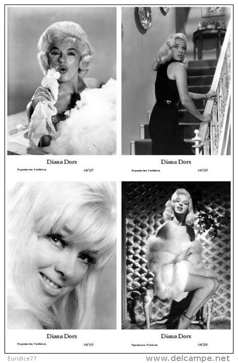 DIANA DORS - Film Star Pin Up - Publisher Swiftsure Postcards 2000 SET 117-20 - Artistas