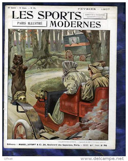 Journal Luxe Les Sports Modernes 1907 Auto Ours Job Roulotte Equitation Edouard VII Patinage Bariatinsky Escrime Mich - Altri & Non Classificati