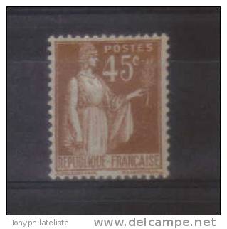 France Type Paix N°282  45ct Bistre  Neuf * Petite  Charnière - 1932-39 Paix