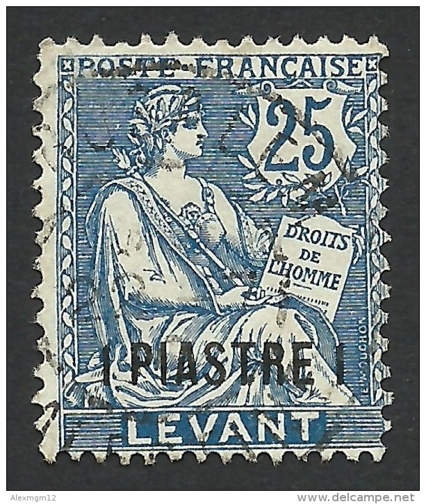 France, Offices In Turkey, 1 Pi. On 25 C. 1903, Scott # 34, Used. - Used Stamps