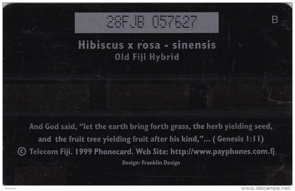 Fiji, FIJ-151, 1999 Hibiscus Flowers, Fiji Hybrid 1, 28FJB, 2 Scans. - Fidji