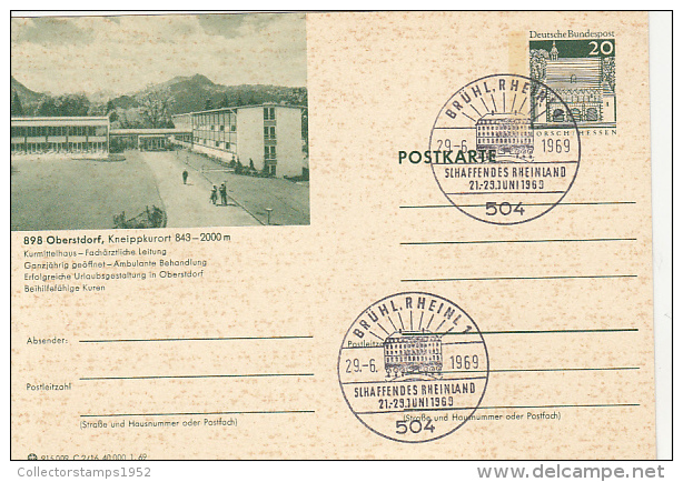 35955- ARCHITECTURE, OBERSDORF VIEW, POSTCARD STATIONERY, 1969, GERMANY - Illustrated Postcards - Used