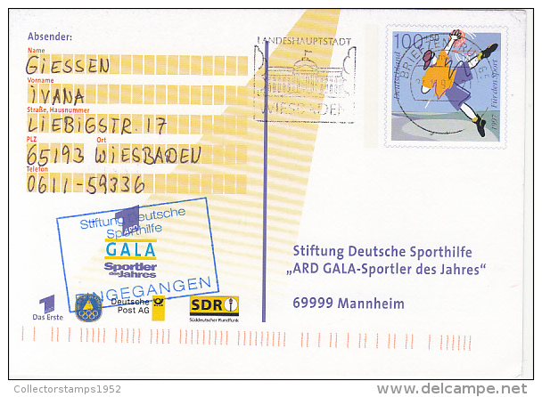 35959- BASKETBALL, SPORTS GALA, POSTCARD STATIONERY, 1997, GERMANY - Cartes Postales Illustrées - Oblitérées