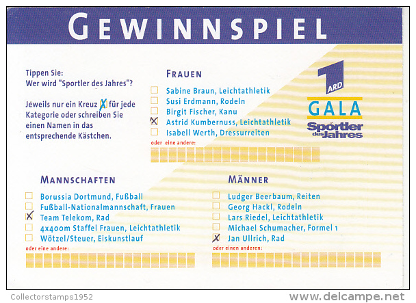 35959- BASKETBALL, SPORTS GALA, POSTCARD STATIONERY, 1997, GERMANY - Cartes Postales Illustrées - Oblitérées