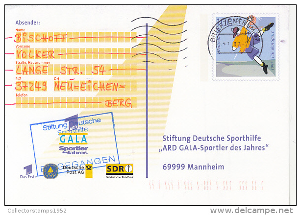 35960- BASKETBALL, SPORTS GALA, POSTCARD STATIONERY, 1997, GERMANY - Illustrated Postcards - Used