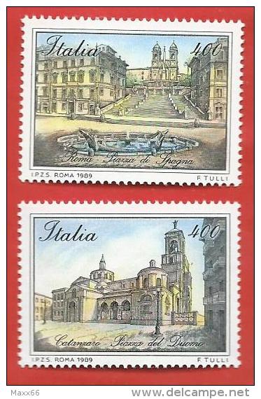 ITALIA REPUBBLICA MNH - 1989 - Piazze D'Italia - 3ª Emissione - £ 400 X 2 - S. 1861 1862 - 1981-90:  Nuovi