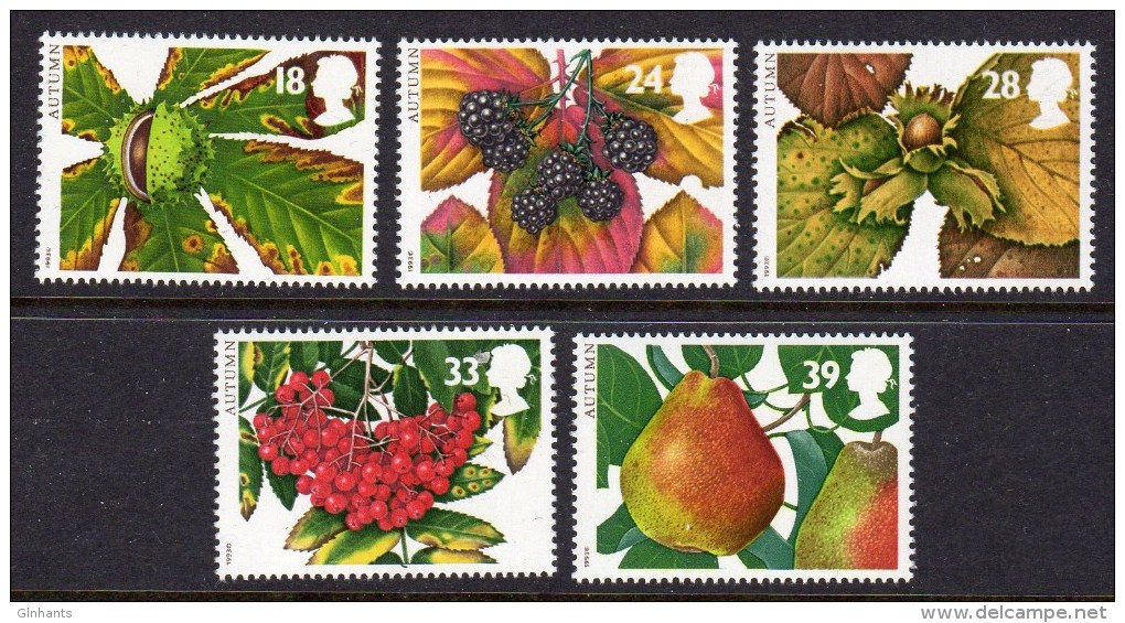 GREAT BRITAIN GB - 1993 FOUR SEASONS AUTUMN SET (5V) FINE MNH ** SG1779-1783 - Fruits