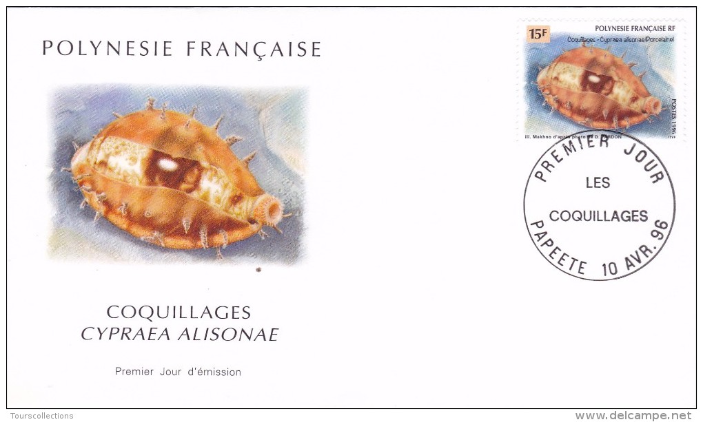 POLYNESIE FRANCAISE 1996 @ Enveloppe Premier Jour FDC Coquillages Cypraea Alisonae - Tahiti Papeete - FDC