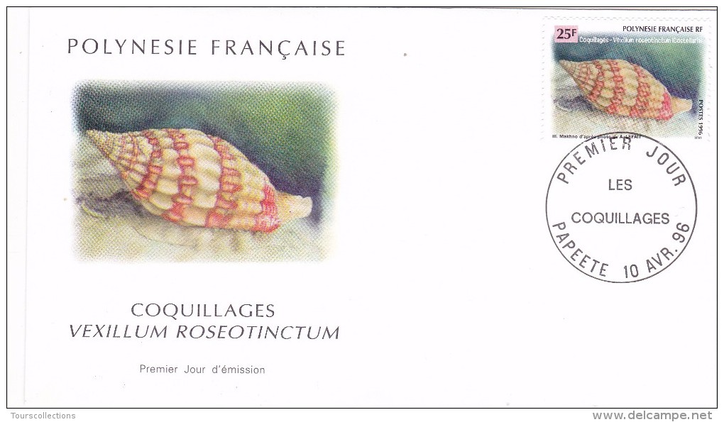 POLYNESIE FRANCAISE 1996 @ Enveloppe Premier Jour FDC Coquillages Vexillum Roseotinctum - Tahiti Papeete - FDC