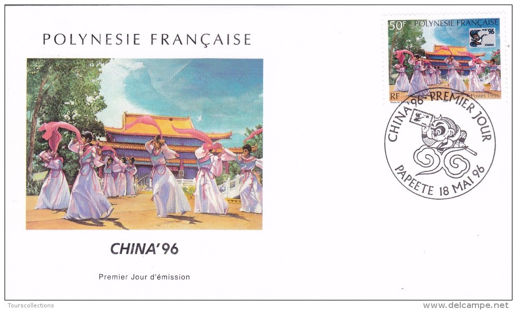 POLYNESIE FRANCAISE 1996 @ Enveloppe Premier Jour FDC China 96 - Danse - Tahiti Papeete - FDC