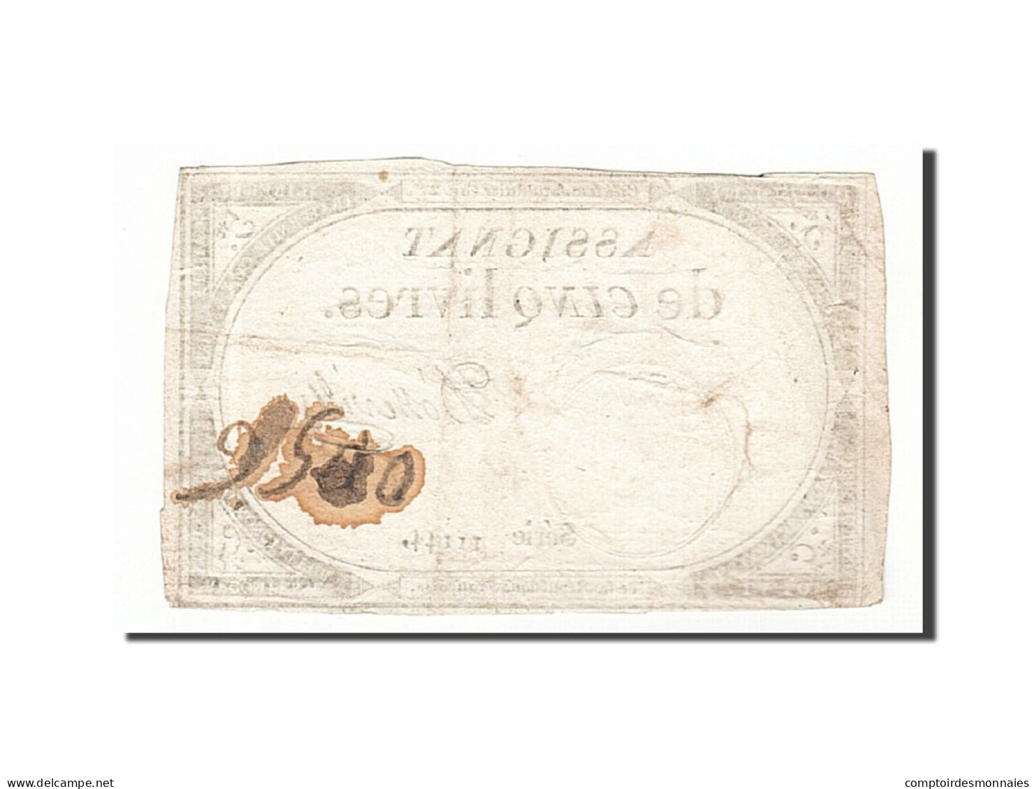 Billet, France, 5 Livres, 1793, 1793-10-31, D'Osseville, TB+, KM:A76 - Assignats & Mandats Territoriaux