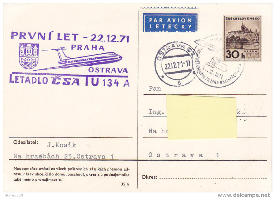 TU 134A - CSA Praha-Ostrava 1971 - Airmail