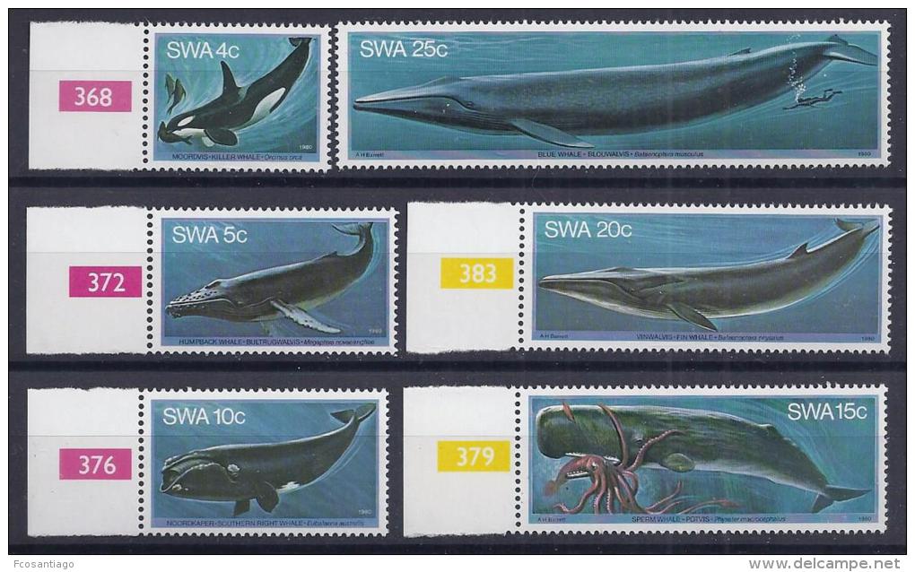 BALLENAS - ÁFRICA DEL SUR 1980 - Yvert #423/28 - MNH ** - Ballenas