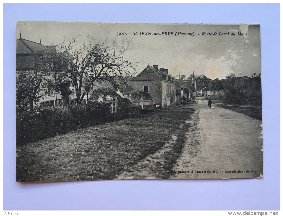 SAINT JEAN SUR ERVE Mayenne 53 ROUTE DE LAVAL AU MANS CPA Postcard Paysage Animee Ancien - Autres & Non Classés