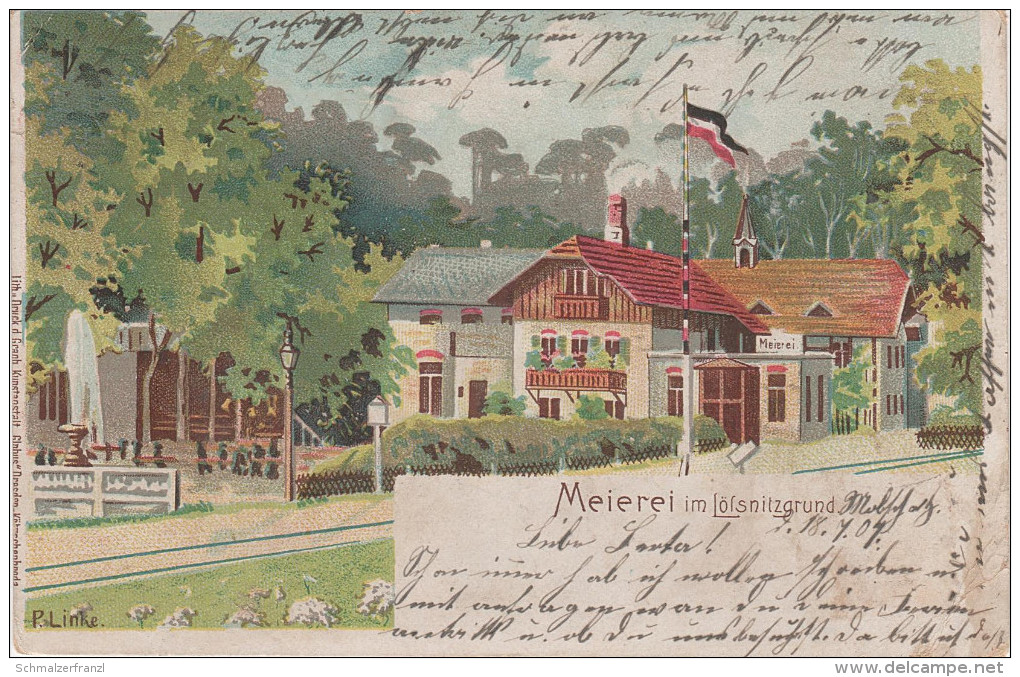 Litho AK Gasthof Meierei Lössnitzgrund Eisenbahn Strecke Linke Bei Radebeul Niederlössnitz Friedewald Coswig Moritzburg - Radebeul