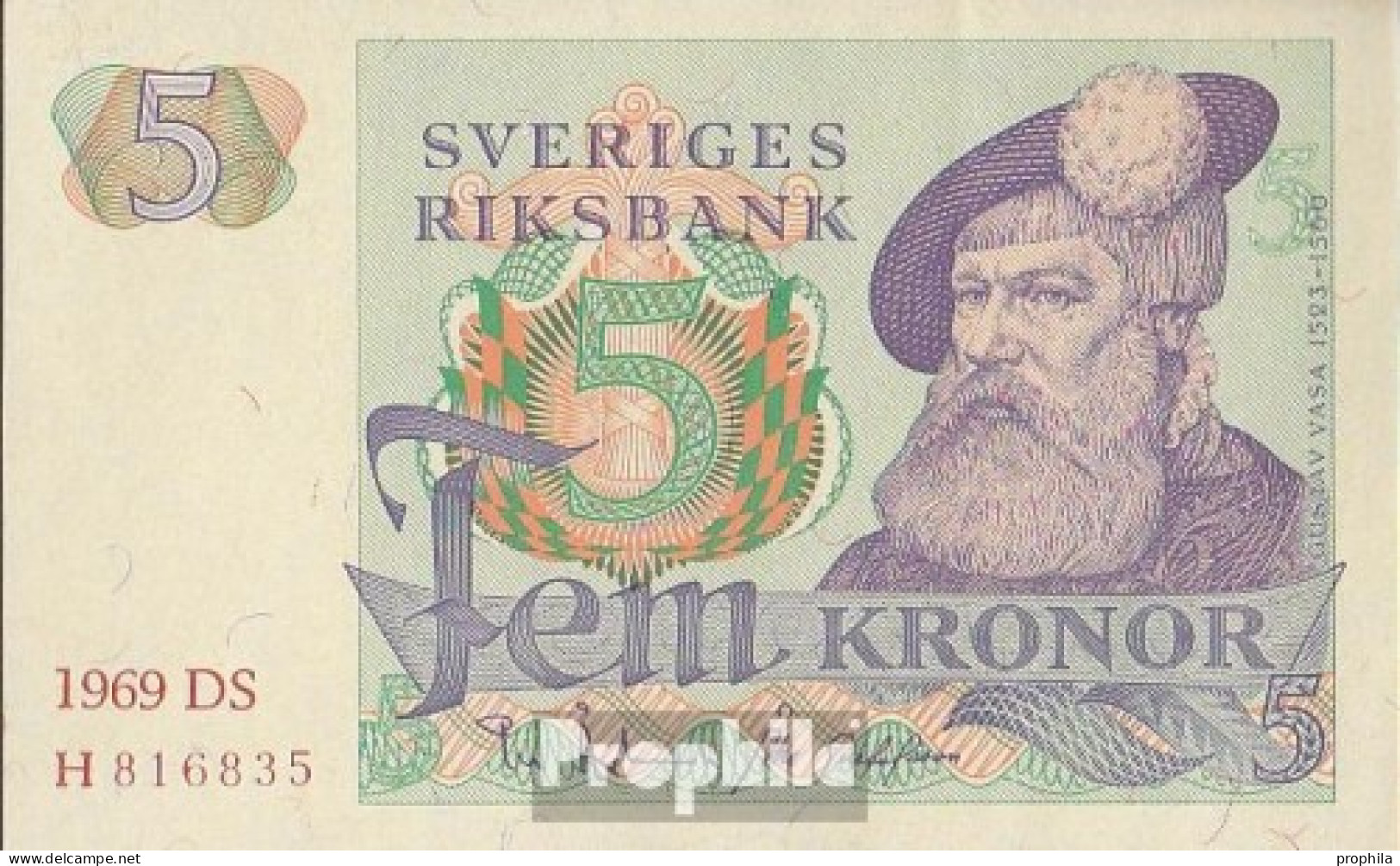 Schweden Pick-Nr: 51a (1969) Bankfrisch 1969 5 Kronor - Schweden