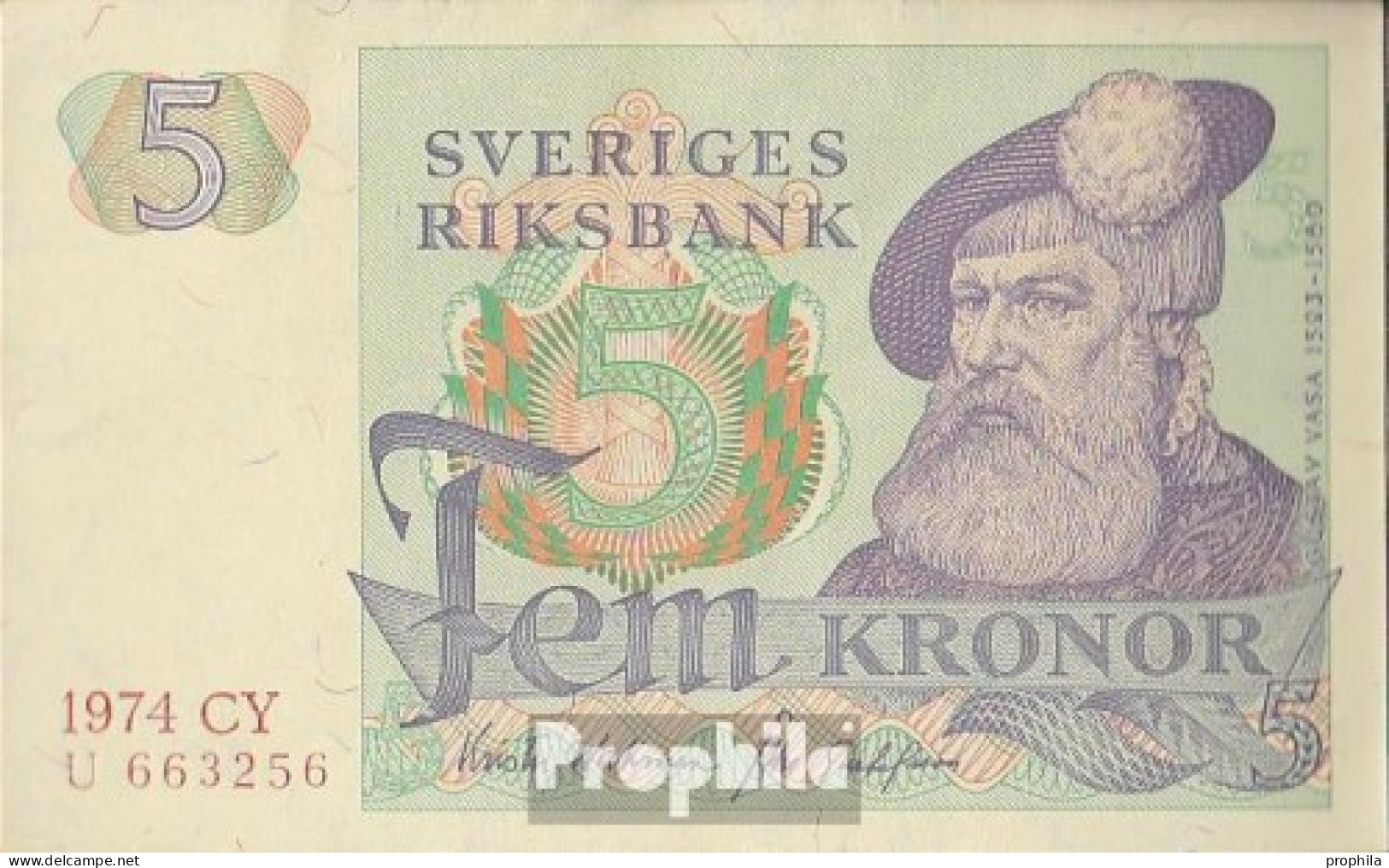 Schweden Pick-Nr: 51c (1974) Bankfrisch 1974 5 Kronor - Sweden