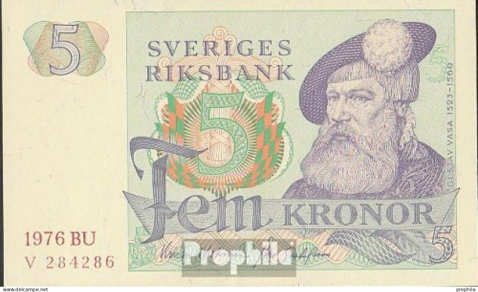 Schweden Pick-Nr: 51c (1976) Bankfrisch 1976 5 Kronor - Sweden