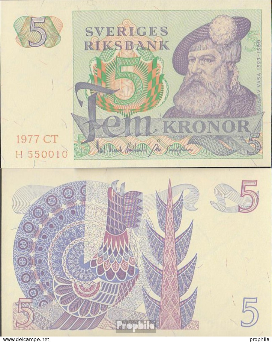 Schweden Pick-Nr: 51d (1977) Bankfrisch 1977 5 Kronor - Svezia