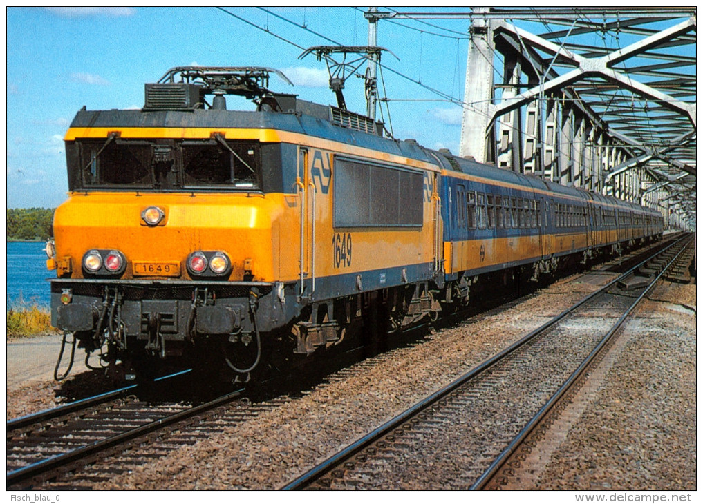 AK Eisenbahn Niederlande Hollands Diep Moerdijk-Brücke Moerdijkbrug NS Lok 1649 Alsthom/Jeumont/Schneider Nederland Zug - Trains