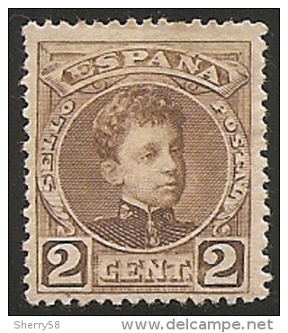 1901-1905-ED. 241 ALFONSO XIII TIPO CADETE 2 CTS CASTAÑO-NUEVO CON FIJASELLOS - Nuevos