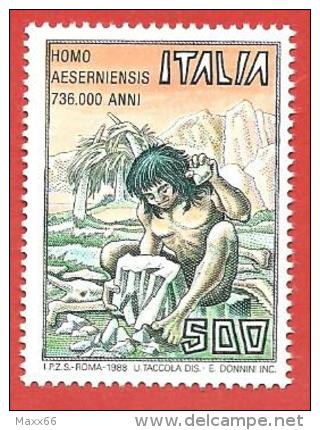 ITALIA REPUBBLICA MNH - 1988 - Homo Aeserniensis - £ 500 - S. 1822 - 1981-90:  Nuovi