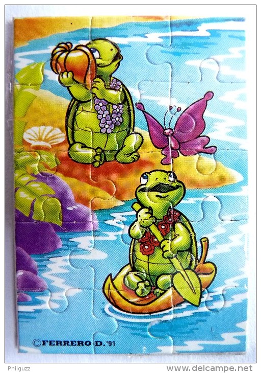 KINDER PUZZLE TINNIE TORTUES 91 4 RARE COMPLET Sans BPZ - Puzzles