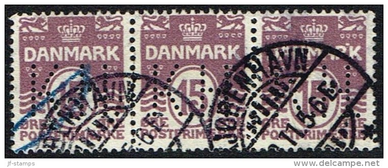 1905. Numeral. 15 Øre Brown-lilac 3x PERFIN KH + VARIETY AFA 46x.  (Michel: 46A) - JF164693 - Ungebraucht