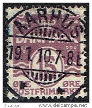 1905. Numeral. 15 Øre Brown-lilac LUX AARHUS 19.1.10.  (Michel: 46A) - JF164683 - Nuovi