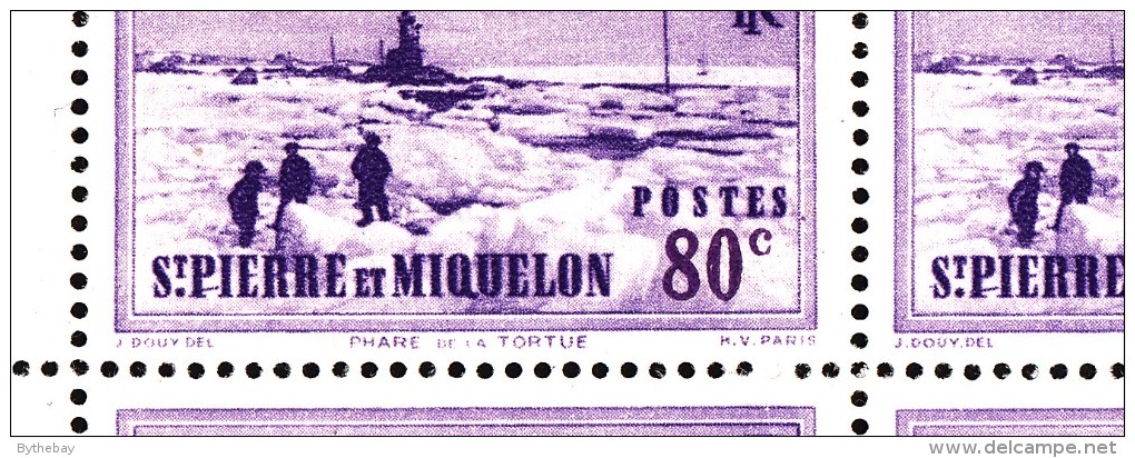 St Pierre Et Miquelon MNH Scott #189 Partial Sheet Of 25 80c Tortue Lighthouse Variety: Log-on-ice On Row 1 - Blocs-feuillets