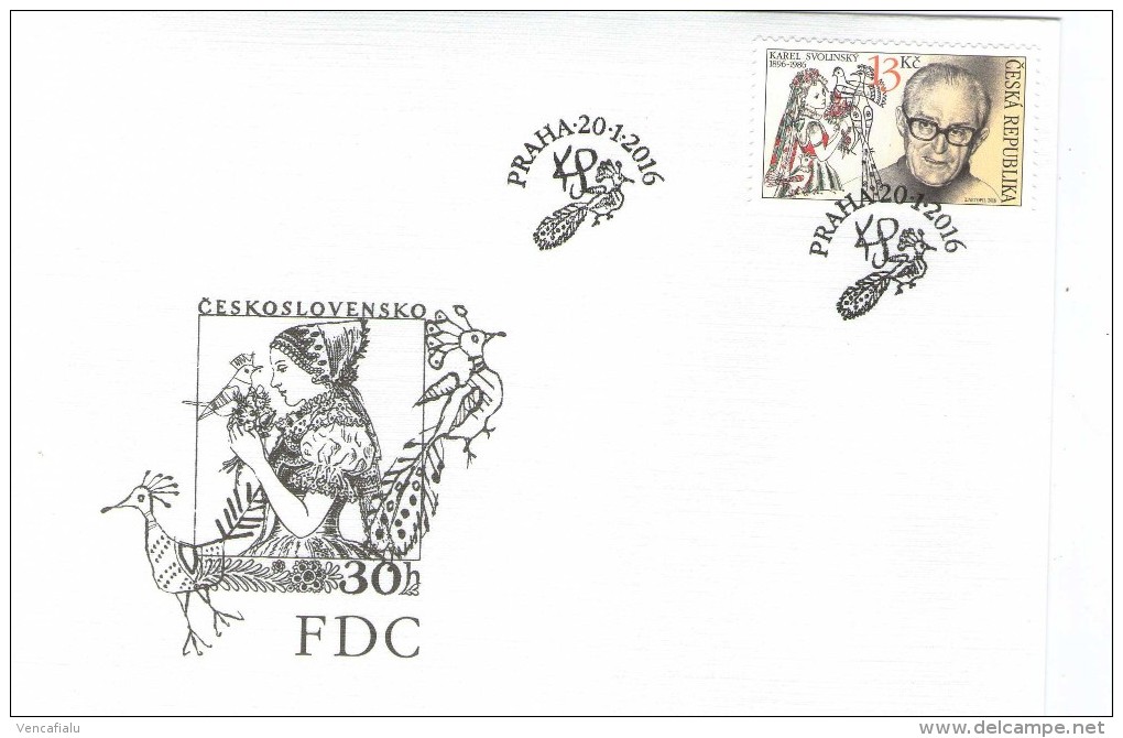 Year 2016 - Karel Svolinsky , Painter And Graphic Artist, Incl. Philately,  FDC - FDC