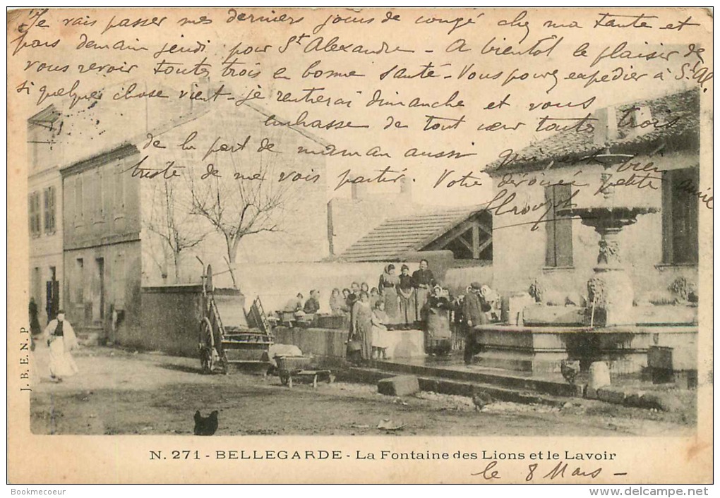 30 BELLEGARDE  LA FONTAINE DES LIONS ET LE LAVOIR    N 271 - Bellegarde